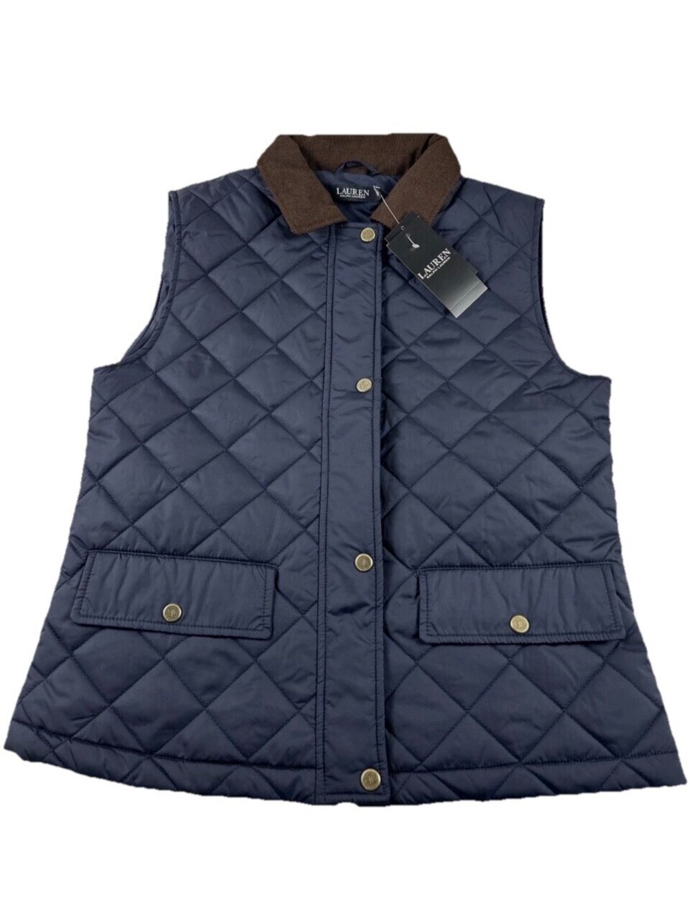 Lauren Ralph Lauren Women’s XL Quilted Collar Dk Navy Style 84225T New MSRP $160